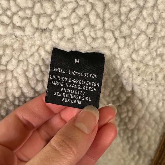 Vintage Y2K Faded Grunge Tan Cotton Corduroy Jacket Sherpa lining Streetwear - Picture 11 of 13